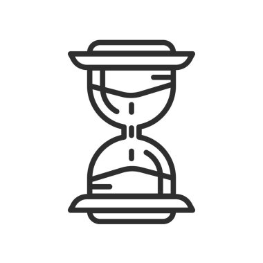 Eski kum saati simgesi vektör işareti ve üzerinde beyaz izole sembolü 