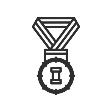 Altın madalya simge vektör işareti ve üzerinde beyaz backg izole sembolü