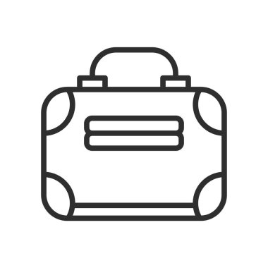 İş evrak çantası simge vektör işareti ve üzerinde beyaz izole sembolü