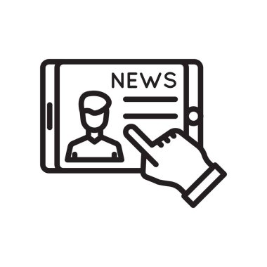 Haber simge vektör işareti ve beyaz arka plan üzerinde haber logo kavramı izole sembolü