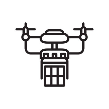 İzole beyaz arka plan, dron işareti, lin dron simge vektör
