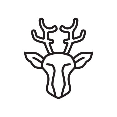 Geyik simge vektör işareti ve beyaz arka plan üzerinde geyik logo kavramı izole sembolü