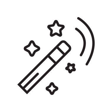 Sihirli değnek simge vektör işareti ve beyaz arka plan üzerinde sihirli değnek logo kavramı izole sembolü