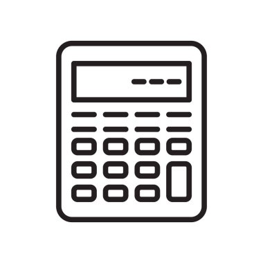 Hesap makinesi simge vektör işareti ve üzerinde beyaz backgro izole sembolü