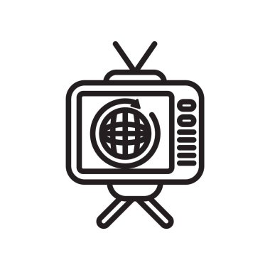 Televizyon simge vektör işareti ve beyaz arka plan üzerinde televizyon logo kavramı izole sembolü