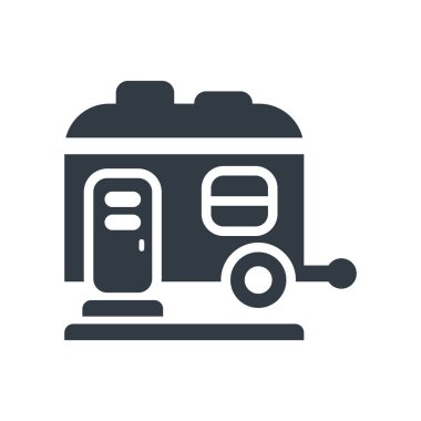 Karavan simge vektör işareti ve beyaz arka plan üzerinde izole sembolü