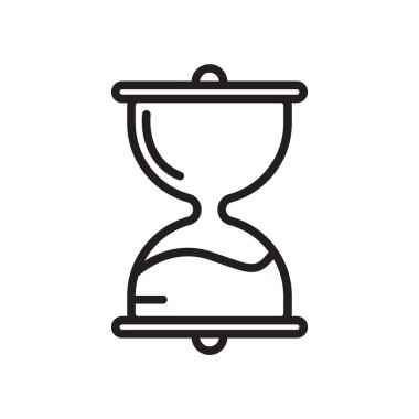 Kum saati simgesi vektör işareti ve beyaz arka plan üzerinde kum saati logo kavramı izole sembolü