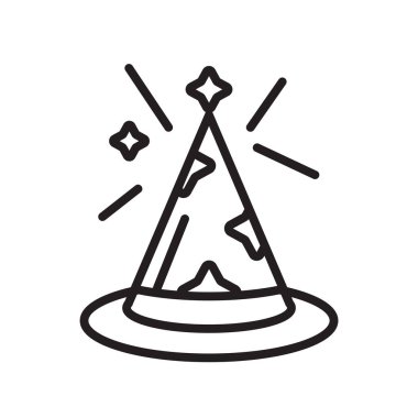 Cadı şapka simge vektör işareti ve beyaz arka plan üzerinde cadı şapka logo kavramı izole sembolü