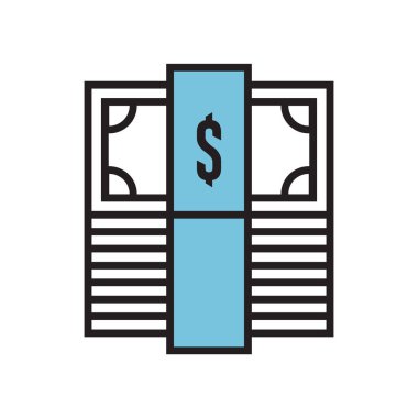 Para simge vektör işareti ve beyaz arka plan üzerinde para logo kavramı izole sembolü