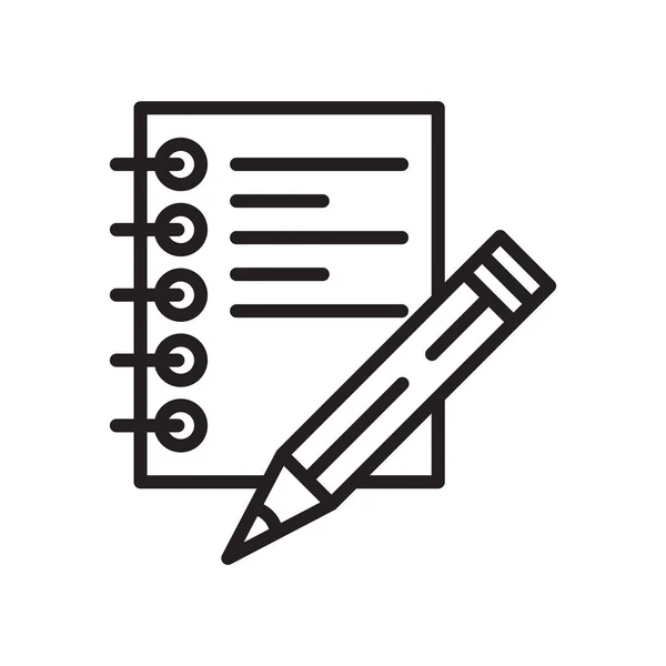 Sinal do vetor do ícone do caderno e símbolo isolado no fundo branco, conceito do logotipo do caderno — Vetor de Stock