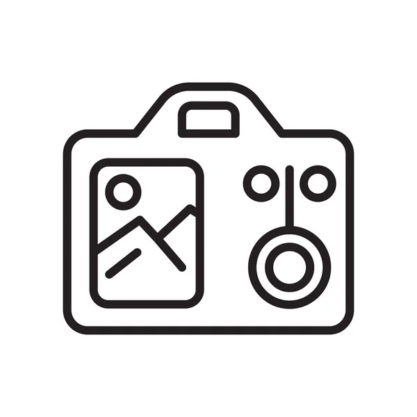 Vetor de ícone de câmera traseira isolado no fundo branco, Camera bac —  Vetores de Stock