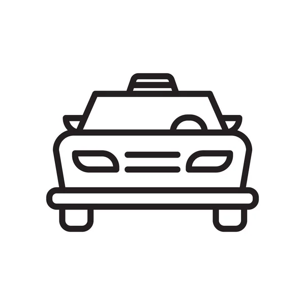 Taxi közlekedési autó elülső kilátás ikon vektor jele és elszigetelt fehér background, Taxi transzfer autót elülső nézet logo fogalom szimbólum — Stock Vector