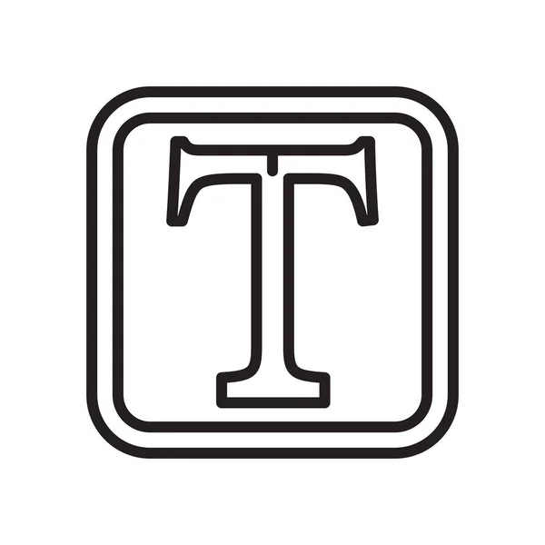 Tanda vektor ikon teks dan simbol terisolasi pada latar belakang putih, T - Stok Vektor