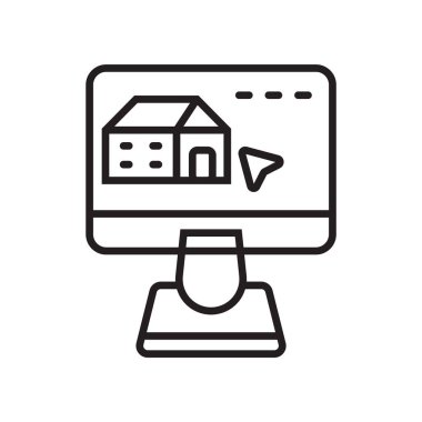 Emlak simge vektör işareti ve beyaz arka plan üzerinde gayrimenkul logo kavramı izole sembolü