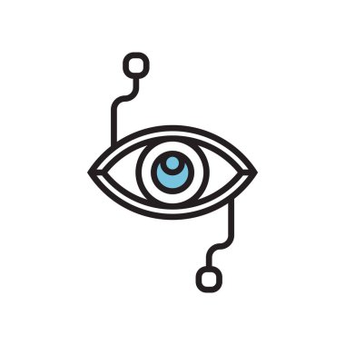 Biyonik kontakt lens simge vektör işareti ve beyaz arka plan üzerinde biyonik kontakt lens logo kavramı izole sembolü
