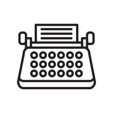 Daktilo simge vektör işareti ve beyaz arka plan üzerinde daktilo logo kavramı izole sembolü