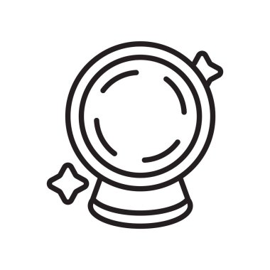 Kristal küre simge vektör işareti ve beyaz arka plan üzerinde kristal top logo kavramı izole sembolü