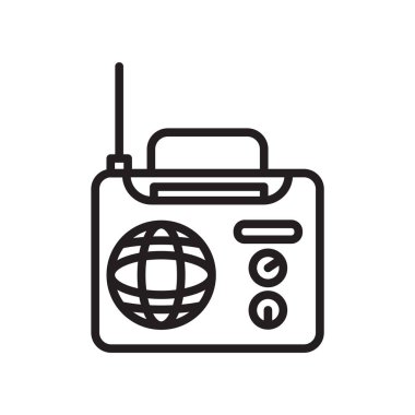 Uluslararası Dergi radyo simge vektör işareti ve beyaz arka planda, uluslararası dergi radyo logo kavramı tarafından izole sembol tarafından