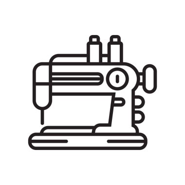 Dikiş makinesi simge vektör işareti ve beyaz arka plan üzerinde dikiş makinesi logo kavramı izole sembolü