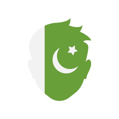 Pakistan simge vektör işareti ve üzerinde beyaz adam izole sembolü
