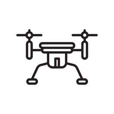İzole beyaz arka plan, dron işareti, lin dron simge vektör