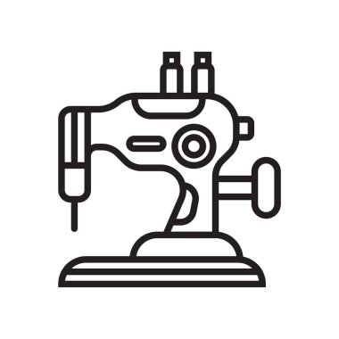 Dikiş makinesi simge vektör işareti ve beyaz arka plan üzerinde dikiş makinesi logo kavramı izole sembolü