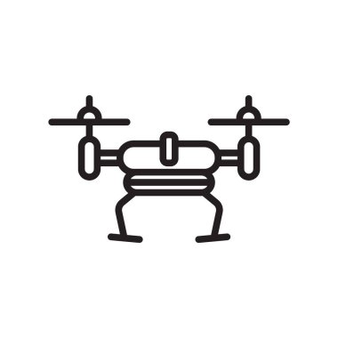 İzole beyaz arka plan, dron işareti, lin dron simge vektör