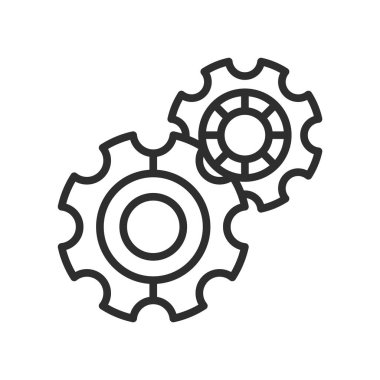 Ayarları Cog simge vektör işareti ve üzerinde beyaz backg izole sembolü