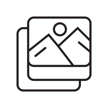 Galeri simge vektör işareti ve beyaz arka plan üzerinde Galeri logo kavramı izole sembolü