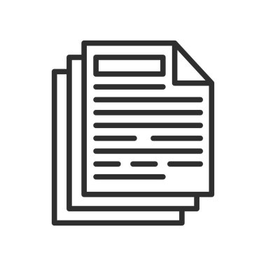 Yazılı kağıt simge vektör işareti ve beyaz arkasında izole sembolü