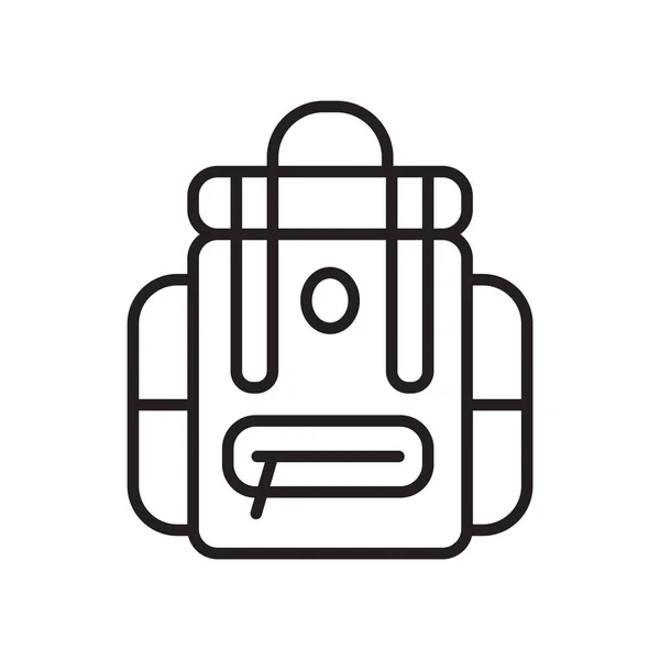 Sinal do vetor do ícone da mochila e símbolo isolado no fundo branco, conceito do logotipo da mochila — Vetor de Stock