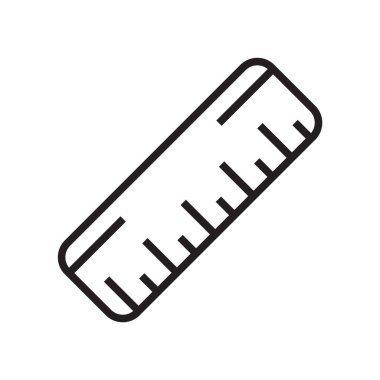 Cetvel simge vektör işareti ve beyaz arka plan üzerinde cetvel logo kavramı izole sembolü