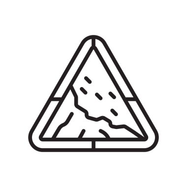 Heyelan tehlikesi üçgen trafik işareti simge vektör işareti ve beyaz arka plan üzerinde heyelan tehlikesi üçgen trafik işareti logo kavramı izole sembolü