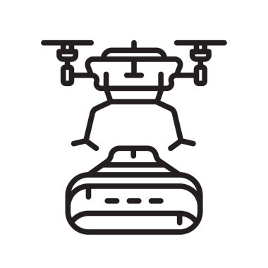 İzole beyaz arka plan, dron işareti, lin dron simge vektör