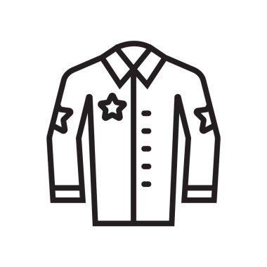 Gömlek simge vektör işareti ve beyaz arka plan üzerinde gömlek logo kavramı izole sembolü