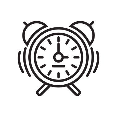 Çalar saat simge vektör işareti ve beyaz arka plan üzerinde çalar saat logo kavramı izole sembolü