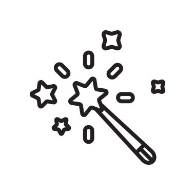 Sihirli değnek simge vektör işareti ve beyaz arka plan üzerinde sihirli değnek logo kavramı izole sembolü