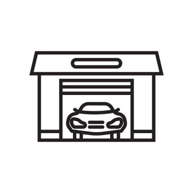 Garaj simge vektör işareti ve beyaz arka plan üzerinde garaj logo kavramı izole sembolü