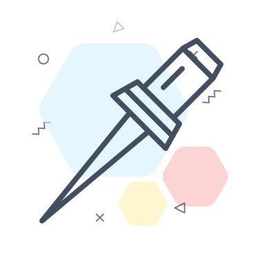 PIN simge vektör işareti ve üzerinde beyaz adam izole simgesi itmek