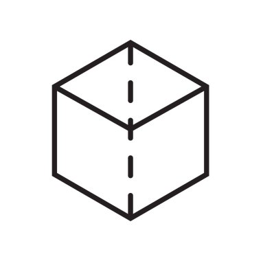 Küp simge vektör işareti ve beyaz arka plan üzerinde küp logo kavramı izole sembolü