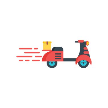 Teslimat simge vektör işareti ve üzerinde beyaz adam izole sembolü