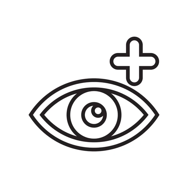 Ojo rojo icono vector signo y símbolo aislado sobre fondo blanco, ojo rojo logotipo concepto — Vector de stock