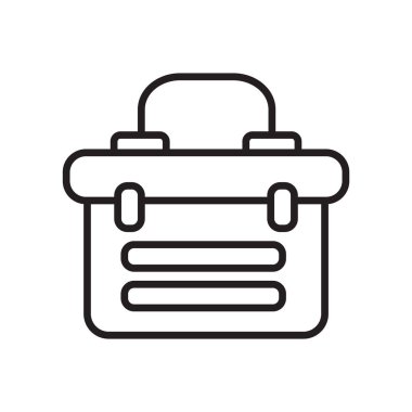 Sepet simge vektör işareti ve beyaz arka plan üzerinde sepet logo kavramı izole sembolü