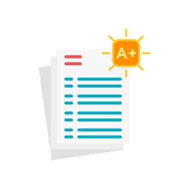 Sınav simge vektör işareti ve beyaz arka plan üzerinde E izole sembolü