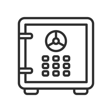 Kasa kapı simge vektör işareti ve üzerinde beyaz bac izole sembolü