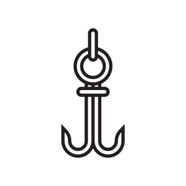 Kanca simge vektör işareti ve beyaz arka plan üzerinde kanca logo kavramı izole sembolü