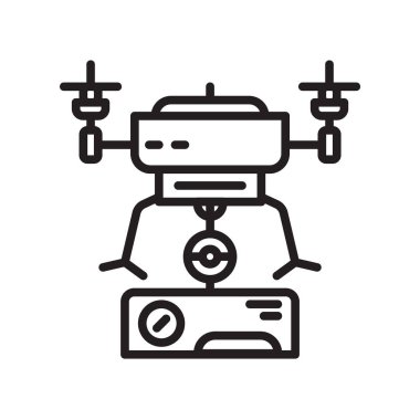 İzole beyaz arka plan, dron işareti, lin dron simge vektör