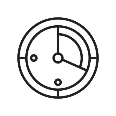 Dairesel saat simge vektör işareti ve beyaz arka plan üzerinde dairesel saat logo kavramı izole sembolü