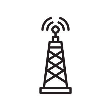 Medya kule simge vektör işareti ve beyaz arka plan üzerinde izole sembol sinyali, medya işaret kulesi logo kavramı
