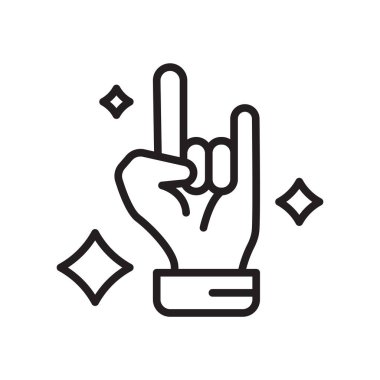 El simge vektör izole beyaz arka plan, el işareti, çizgi üzerinde 